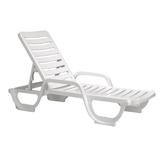 Grosfillex 44031004 Bahia Outdoor Stackable Chaise w/ Adjustable Back - Resin, White, UV-Resistant Resin