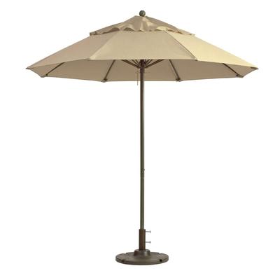 Grosfillex 98380331 7 1/2 ft Round Top Windmaster Umbrella - Khaki Fabric, Aluminum Pole, Beige