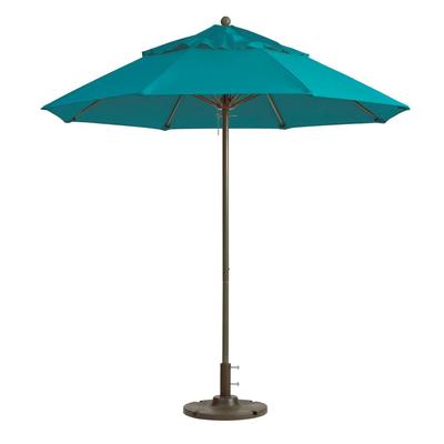 Grosfillex 98824131 9 ft Round Top Windmaster Umbrella - Turquoise Fabric, Aluminum Pole, Fiberglass Ribs, Blue