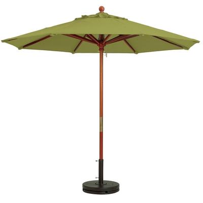 Grosfillex 98944931 7 ft Round Top Market Umbrella - Pesto Fabric, Wooden Pole, Green