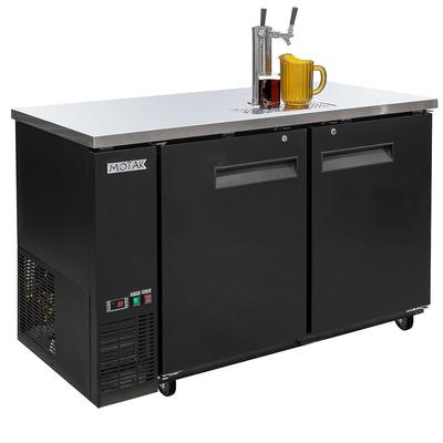 MoTak MBCBD-2-X 58 7/8" Kegerator Commercial Beer Dispenser w/ 2 Keg Capacity - 2 Column, Black, 115v, 2 Half-Keg Capacity