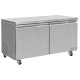 MoTak MUF-60 61 1/5" W Undercounter Freezer w/ (2) Sections & (2) Doors, 115v, Silver