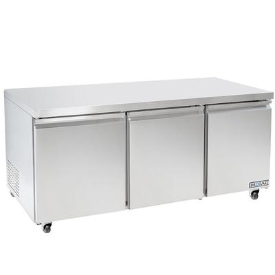 MoTak MUF-72 71 7/10" W Undercounter Freezer w/ 3 Sections & 3 Doors, 115v, Silver