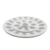 10 Strawberry Street WTR-EGGPLTR 13" Round Egg Platter - Porcelain, White