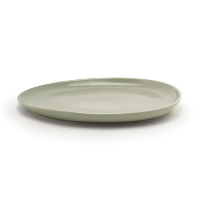 Front of the House DOS032GYP20 Oval Tides Plate - 13" x 9 3/4", Porcelain, Pumice, Pumice Green