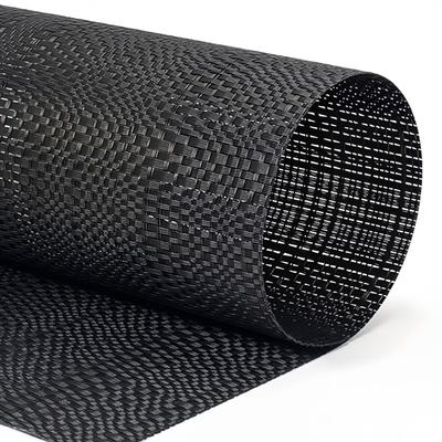 Front of the House XPM118BKV83 Rectangular Metroweave Woven Vinyl Placemat - 16" x 12", Black