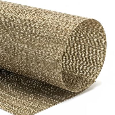 Front of the House XPM130NAV83 Rectangular Metroweave Woven Vinyl Placemat - 16" x 12", Natural, Beige