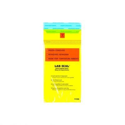 LK Packaging LABA610YE Lab Seal Specimen Bags w/ Removable Biohazard Symbol - 10" x 6", Polyethylene, Yellow Tint