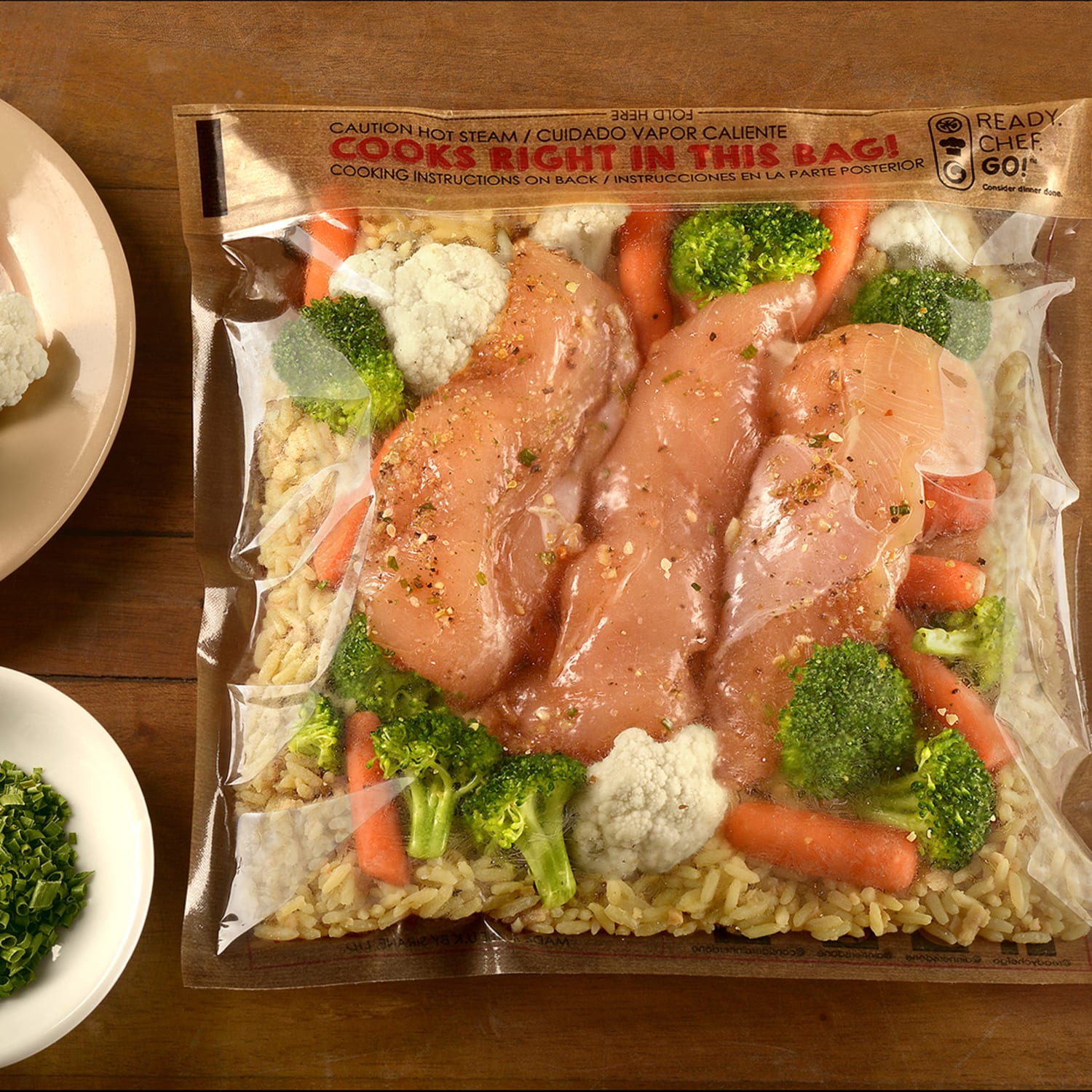 LK Packaging OSS0916P Ready. Chef. Go! Ready. Chef. Go! Self Seal Cooking Bags - 9" x 16", Plastic, Brown/Printed, Case of 250