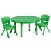 Flash Furniture YU-YCX-0073-2-ROUND-TBL-GREEN-R-GG 33" Round Preschool Activity Table & (2) Chair Set - Plastic Top, Green