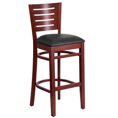 Flash Furniture XU-DG-W0108BBAR-MAH-BLKV-GG Commercial Bar Stool w/ Slat Back & Black Vinyl Seat, Mahogany