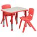 Flash Furniture YU-YCY-098-0032-RECT-TBL-RED-GG Preschool Activity Table & (2) Chair Set - 26 5/8"L x 21 7/8"W, Plastic Top, Red/Gray