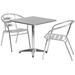 Flash Furniture TLH-ALUM-28SQ-017BCHR2-GG 27 1/2" Square Patio Table & (2) Arm Chair Set - Stainless Steel Top, Aluminum Base