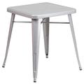 Flash Furniture CH-31330-29-SIL-GG 23 3/4" Square Dining Height Table - Galvanized Steel, Silver