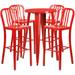 Flash Furniture CH-51080BH-4-30VRT-RED-GG 24" Square Bar Height Table w/ (4) Bar Stool Set - Red Steel Top, Steel Base