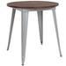Flash Furniture CH-51090-29M1-SIL-GG 30" Round Dining Height Table w/ Walnut Elm Wood Top - Steel Frame, Silver