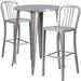 Flash Furniture CH-51090BH-2-30VRT-SIL-GG 30" Square Bar Height Table w/ (2) Bar Stool Set - Silver Steel Top, Steel Base