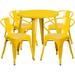 Flash Furniture CH-51090TH-4-18ARM-YL-GG 30" Round Table & (4) Arm Chair Set - Metal, Yellow