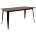 Flash Furniture CH-61010-29M1-BK-GG Dining Height Table w/ Walnut Elm Wood Top - 60"W x 30 1/4"D, Steel Frame, Black