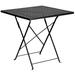 Flash Furniture CO-1-BK-GG 28" Square Folding Patio Table w/ Rain Flower Design Top - Steel, Black