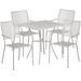 Flash Furniture CO-28SQ-02CHR4-SIL-GG 28" Square Patio Table & (4) Square Back Arm Chair Set - Steel, Light Gray