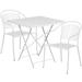 Flash Furniture CO-28SQF-03CHR2-WH-GG 28" Square Folding Patio Table & (2) Round Back Arm Chair Set - Steel, White