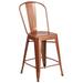 Flash Furniture ET-3534-24-POC-GG Contemporary Counter Height Commercial Bar Stool w/ Curved Back & Metal Seat, Copper, w/ Backrest