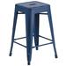 Flash Furniture ET-BT3503-24-AB-GG Industrial Counter Height Backless Commercial Bar Stool w/ Metal Seat, Antique Blue