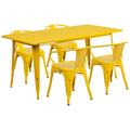 Flash Furniture ET-CT005-4-70-YL-GG Rectangular Table & (4) Chair Set - 63"W x 31 1/2"D x 29 1/2"H, Steel, Yellow