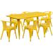 Flash Furniture ET-CT005-6-70-YL-GG Rectangular Table & (6) Chair Set - 63"W x 31 1/2"D x 29 1/2"H, Steel, Yellow