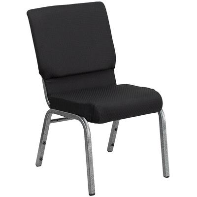 Flash Furniture FD-CH02185-SV-JP02-GG Hercules Stacking Church Chair w/ Black Patterned Fabric Back & Seat - Steel Frame, Silver Vein