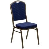 Flash Furniture FD-C01-GOLDVEIN-S0810-GG Stacking Banquet Chair w/ Navy Blue Patterned Fabric Back & Seat - Steel Frame, Gold Vein