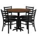 Flash Furniture HDBF1032-GG 36" Round Table & (4) Chair Set - Walnut Laminate Top, Cast Iron Base, Black