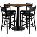Flash Furniture MD-0015-GG 36" Square Bar Height Table w/ (4) Bar Stool Set - Walnut Laminate Top, Steel Base, Black