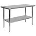 Flash Furniture NH-WT-2448-GG 48" 18 ga Work Table w/ Undershelf & Stainless Flat Top, Stainless Steel