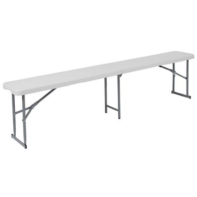 Flash Furniture 71" Indoor/Outdoor Folding Bench - White Plastic Top, Gray Legs, RB-1172FH-GG