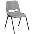 Flash Furniture RUT-EO1-GY-GG Stacking Shell Chair w/ Gray Plastic Seat & Back - Black Metal Frame, 880 lb. Capacity