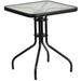 Flash Furniture TLH-073A-1-GG 23 1/2" Square Patio Table w/ Glass Top - Metal Base, Black, 23.5"