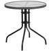 Flash Furniture TLH-087-GY-GG 28" Round Patio Table w/ Glass Top & Gray Rattan Edge - Metal Base, Black