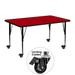 Flash Furniture XU-A2448-REC-RED-T-P-CAS-GG Rectangular Mobile Activity Table - 48"L x 24"W, Laminate Top, Red