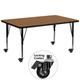 Flash Furniture XU-A3072-REC-OAK-T-P-CAS-GG Rectangular Mobile Activity Table - 72"L x 30"W, Laminate Top, Oak, Brown