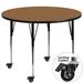 Flash Furniture XU-A42-RND-OAK-T-A-CAS-GG 42" Round Mobile Activity Table - Laminate Top, Oak, Brown