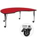 Flash Furniture XU-A4872-KIDNY-RED-H-P-CAS-GG Kidney Shaped Mobile Activity Table - 72"L x 48"W, Laminate Top, Red