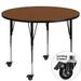 Flash Furniture XU-A48-RND-OAK-H-A-CAS-GG 48" Round Mobile Activity Table - Laminate Top, Oak, Brown