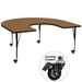 Flash Furniture XU-A6066-HRSE-OAK-T-P-CAS-GG Horseshoe Shaped Mobile Activity Table - 66"L x 60"W, Laminate Top, Oak, Brown