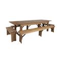 Flash Furniture XA-FARM-7-GG Rectangular Folding Farm Table & 108"W x 40"D x 30"H, Plank Top, Solid Pine Base