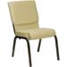 Flash Furniture XU-CH-60096-BGE-GG Stacking Church Chair w/ Beige Patterned Polyester Back & Seat - Steel Frame, Gold Vein