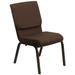 Flash Furniture XU-CH-60096-BN-GG Stacking Church Chair w/ Brown Polyester Back & Seat - Steel Frame, Gold Vein