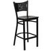 Flash Furniture XU-DG-60114-COF-BAR-MAHW-GG Commercial Bar Stool w/ Coffee Back Design & Mahogany Wood Seat, Black