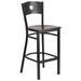 Flash Furniture XU-DG-60120-CIR-BAR-WALW-GG Commercial Bar Stool w/ Metal Back & Walnut Wood Seat, Black